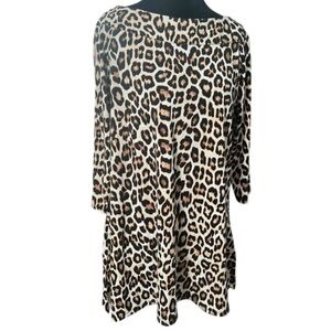 Chico's Tunic Top M Leopard Print Brown Beige